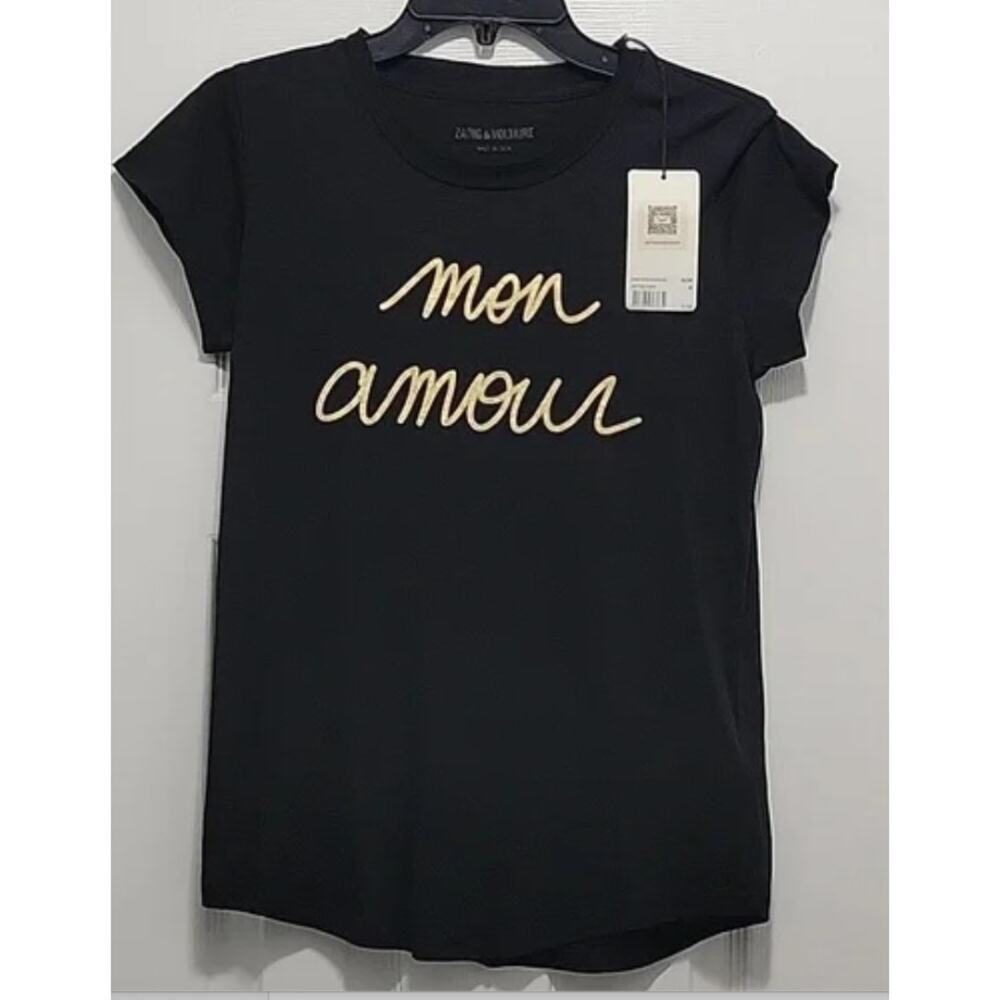 zadig and voltaire Skinny Short Sleeve Mon Amour Foil Tee M - Picture 7 of 7